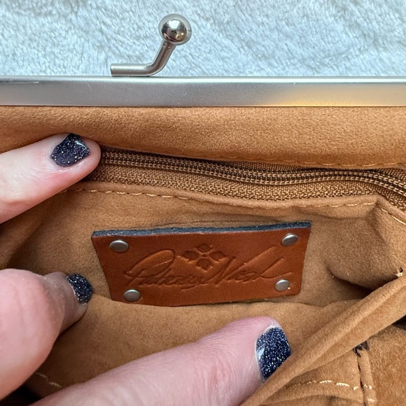 Patricia Nash Kisslock Wristlet, NWOT, Turquoise and Brown Embossed - Picture 11 of 14